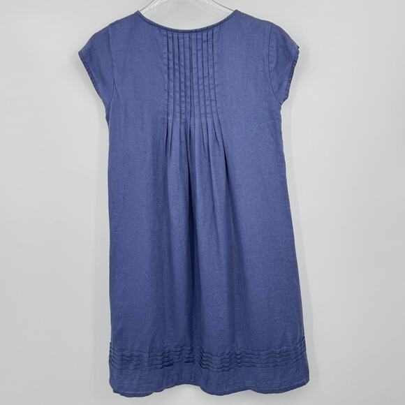 Sundance Viv Day 100% linen dress XS pintuck pleated shift midi periwinkle blue - Picture 4 of 8